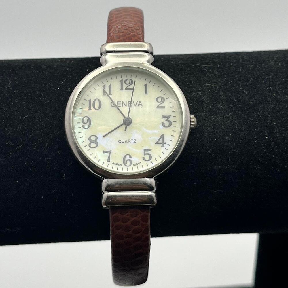 Silver brown watch